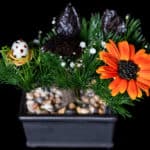 ‘Bonsai Bites’ with a caviar, chive and flower tartlet, a ‘ramen’ quail egg nest and fossilized herbs in purple potato. The flower is a close up of this dish as well.